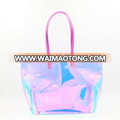 Hot selling custom pvc holographic beach tote bag